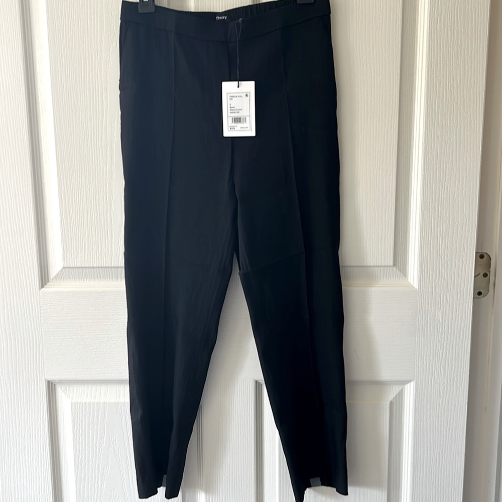 THEORY! Black, Linen blend Treeca pull on pants size 4